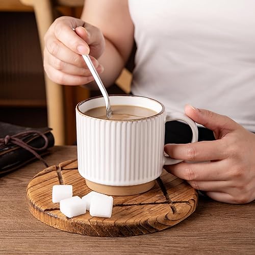Miniatura 126 de GBHOME Tazas de café apilables de 12 onzas, tazas de café de cerámica con patrones de textura para hombre, mujer, papá, mamá, juego de 4 tazas