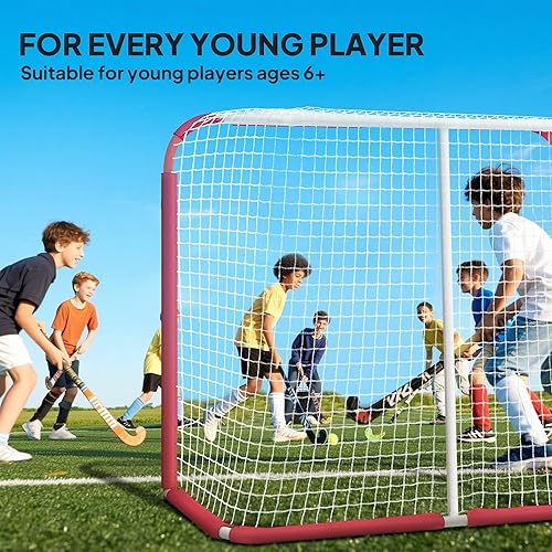 Miniatura 5 de Soozier Portería de fútbol, red de fútbol de práctica para todo tipo de clima con marco de acero, malla de polietileno, equipo de entrenamiento de