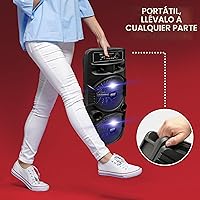 Vista 6 de Pyle Sistema de altavoces PA Bluetooth portátil - Altavoz Bluetooth recargable de 600W para exteriores, sistema PA portátil con subwoofer dual