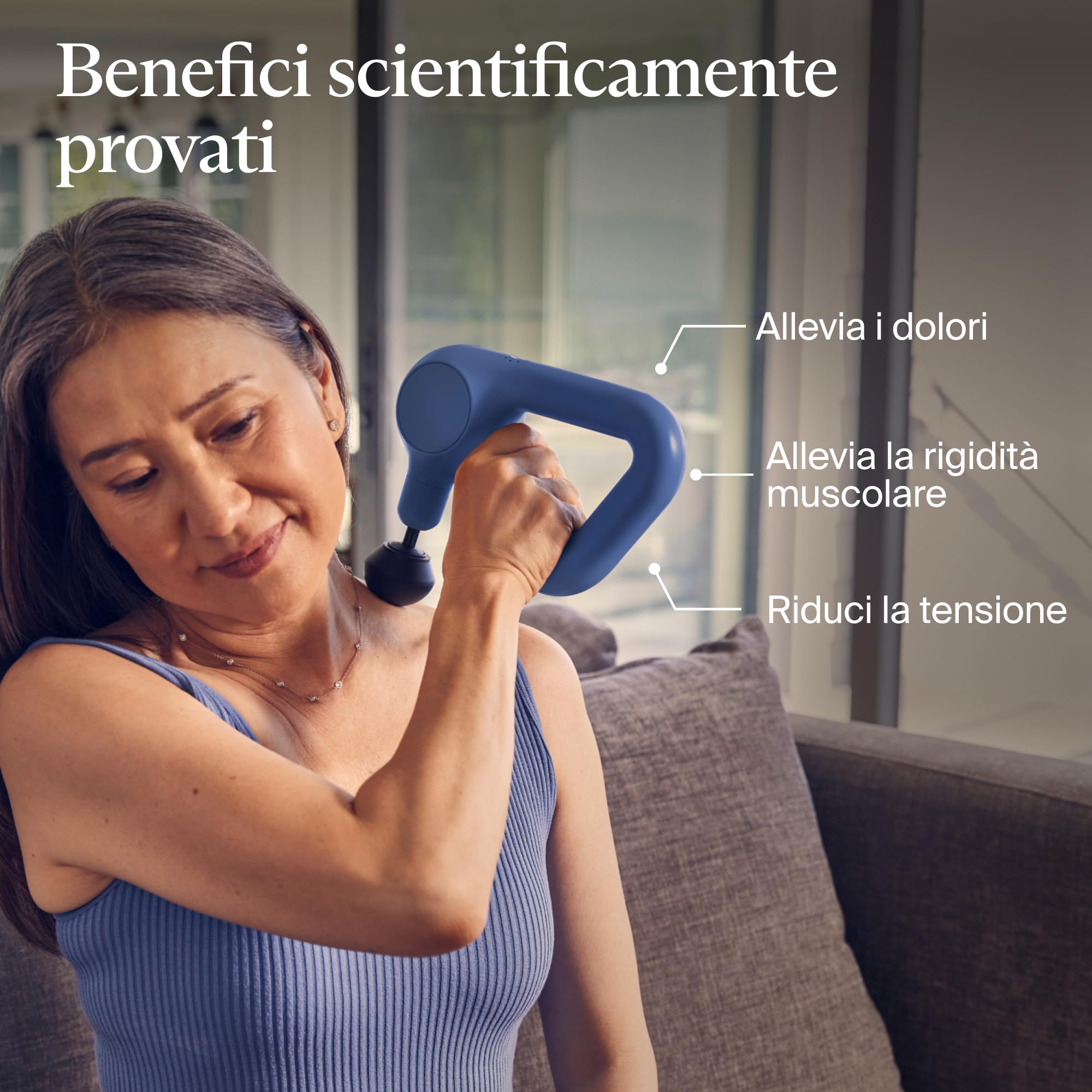 Theragun Relief Massaggiatore a Percussione Manuale - Facile da Usare, Confortevole e Leggero per Alleviare Dolore Quotidiano in Collo, Schiena, Gambe, Spalle e Corpo-Marine
