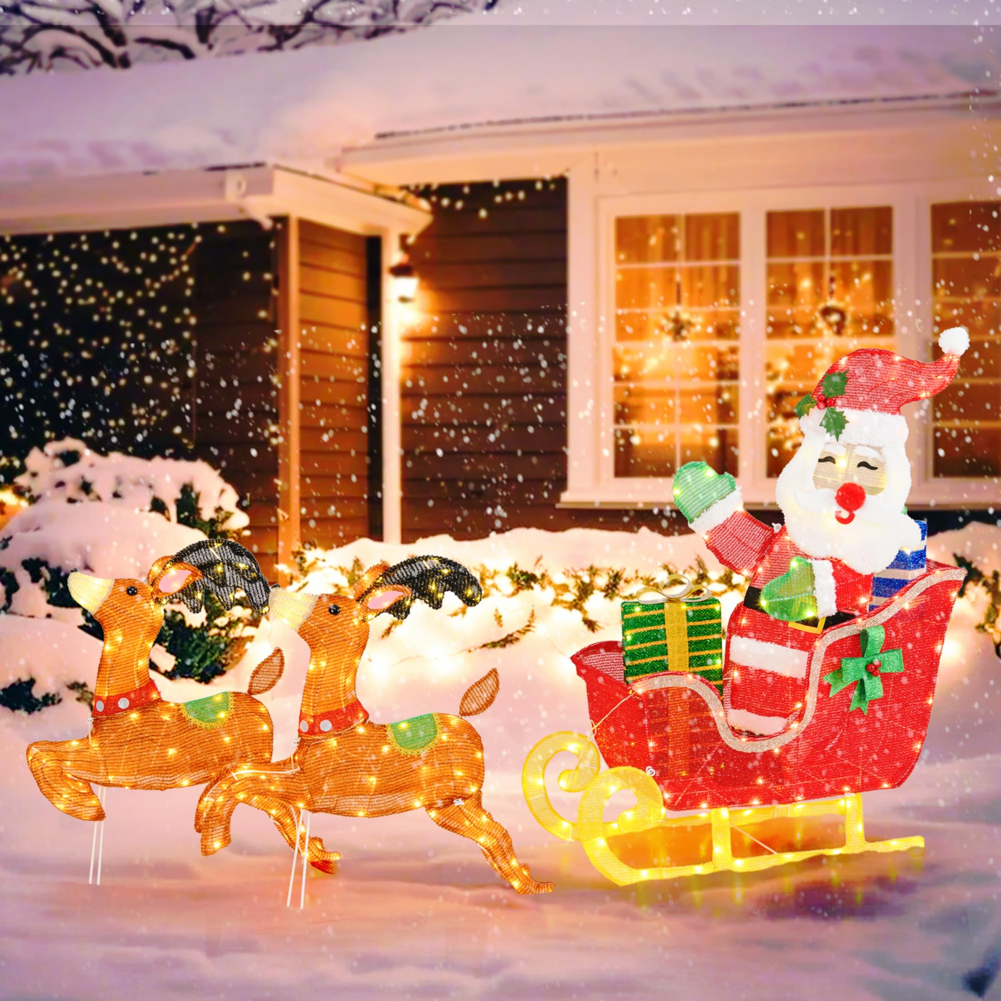 Santa Claus ランプ Xmas ライト christmas 置物 レア Amazon.com: Tangkula 5 FT Christmas Lighted Reindeers with