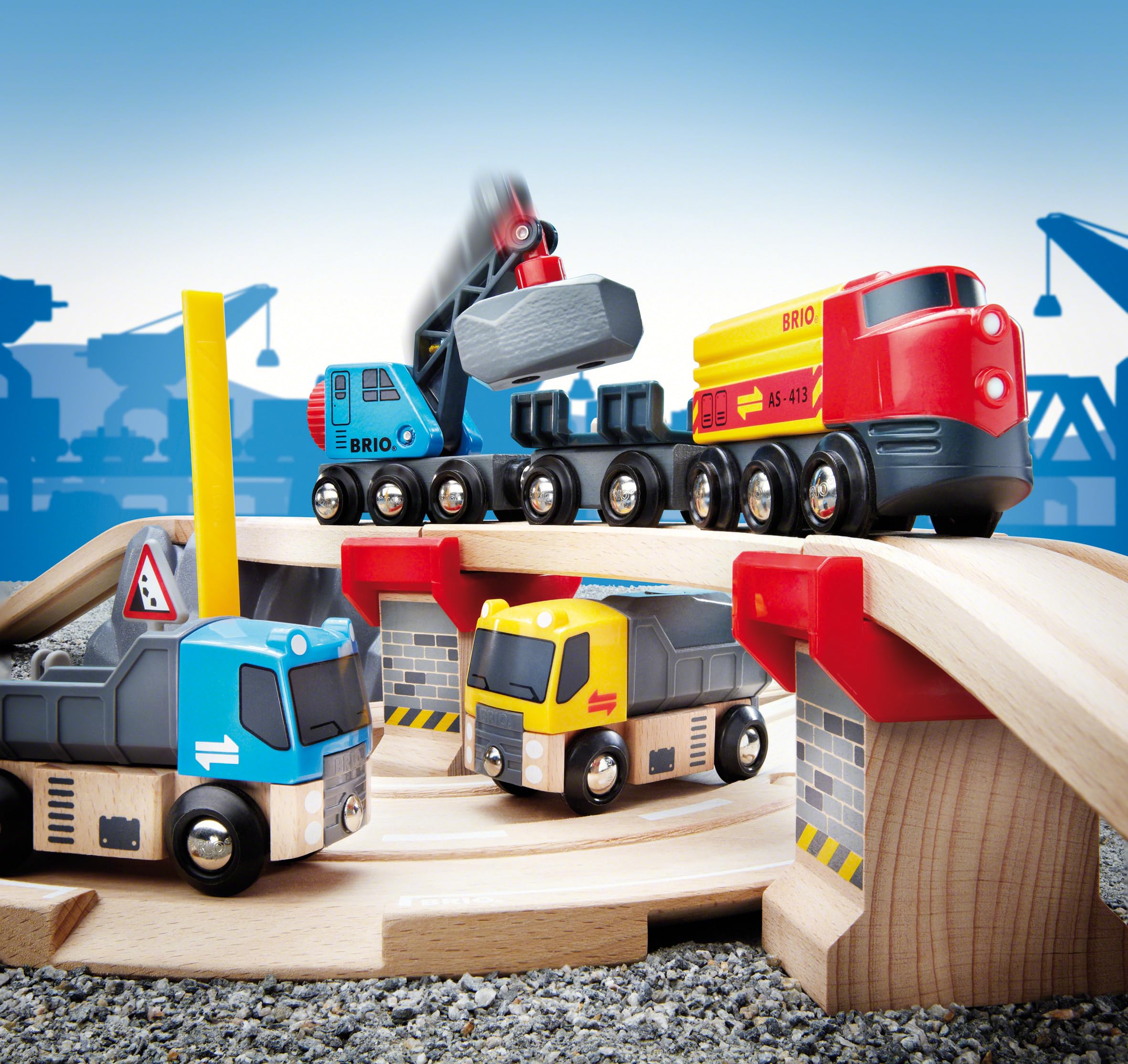 BRIO World 33210 – Rennbahn für Rennbahn – komplettes Set 33 Teile – Holzbahn auf 2 Ebenen – Spielzeug für Jungen und Mädchen ab 3 Jahren