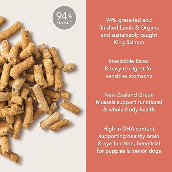 K9 Natural Lamb & King Salmon Wet Dog Food Pate, Grain-Free Premium Canned Dog Food, with Grass-Fed New Zealand Lamb, Salmon, Organs, Ground Bone, Complete Meal for All Life Stages, 13oz, Pack of 12