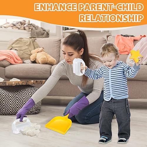 Miniatura 5 de MASTERTOP Juego de limpieza para niños, 8 piezas de juguetes de limpieza, escoba, escoba, escoba, cepillo de limpieza, raspador de ventana, juego de
