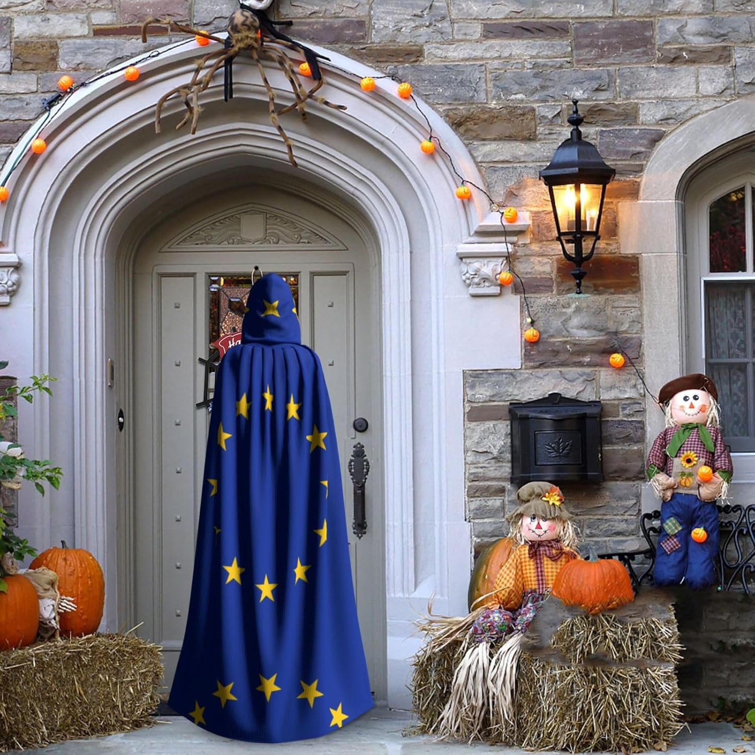 EU Flag Unique Darkness Poncho Shawl - Customizable Wearable Blanket for Women, Perfect Halloween Costume Accessory, Knight, Akatsuki, and More