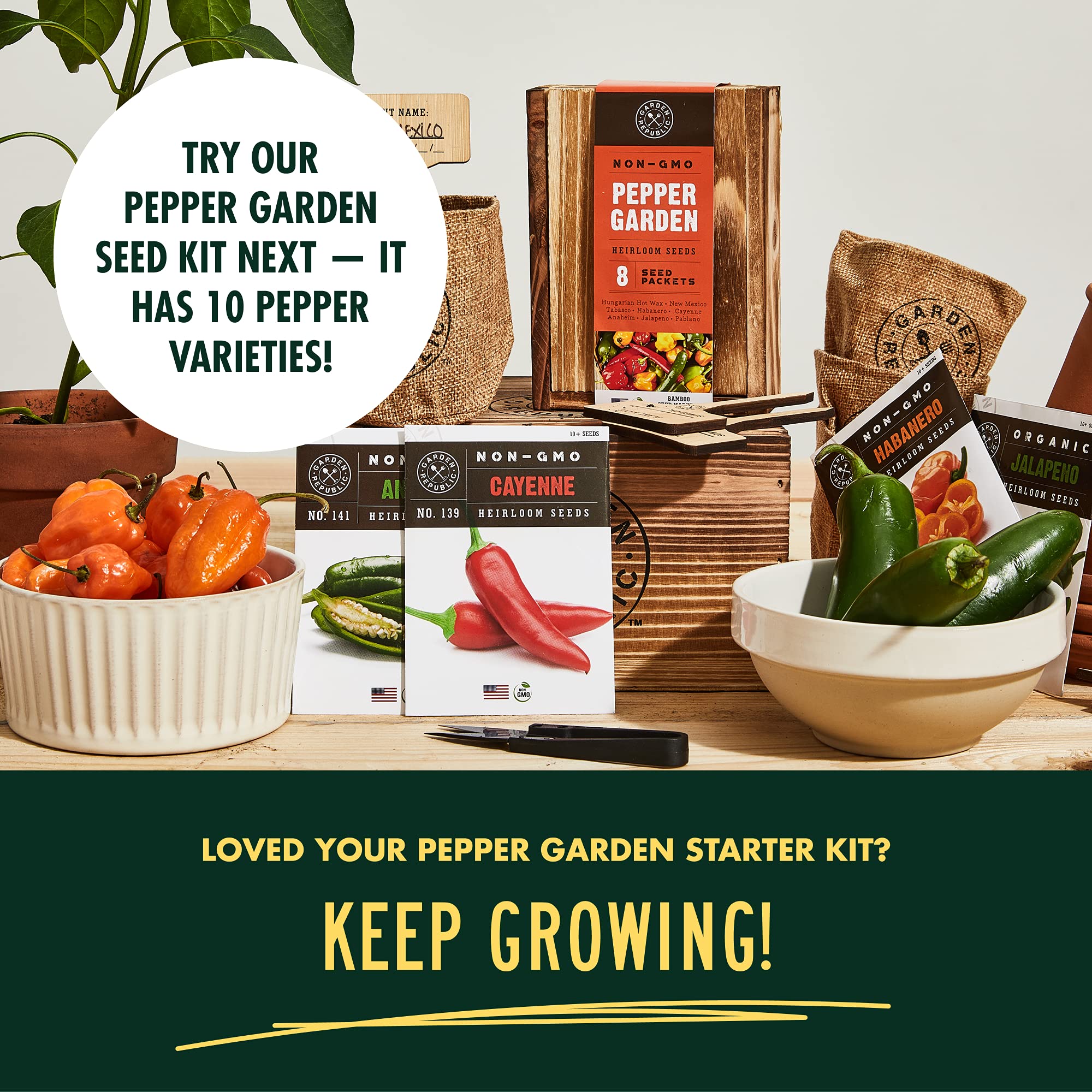 Indoor Pepper Seed Starter Kit Pepper Growing Kit with 4 NonGMO Hot