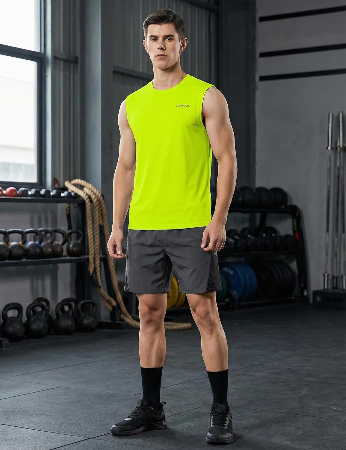DEMOZU Men’s Quick Dry Sleeveless Workout Swim Shirt Moisture Wicking Athletic Tank Top Big & Tall - Image 3