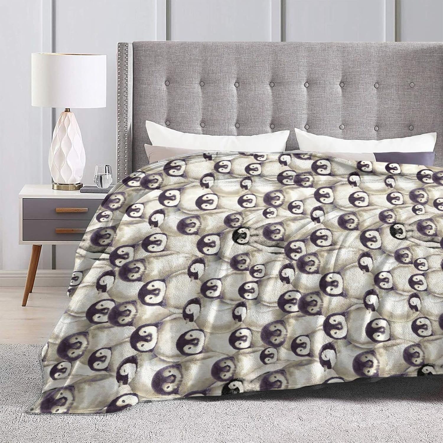 Penguin Throw Blanket Soft Cozy Plush Warm Fleece Blanket for Sofa Couch Bed 60"X50"