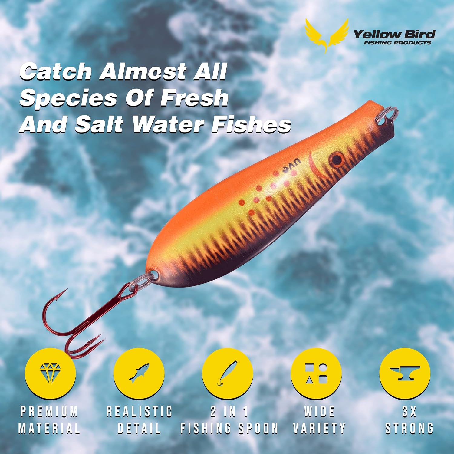 Doctor Spoon 4 Pack Premium Ultra Violet Fishing Spoons - Featuring Innovative Image and Ultra Violet Finish Technology - Great for Jigging, Trolling, Casting Both Fresh and Salt Water