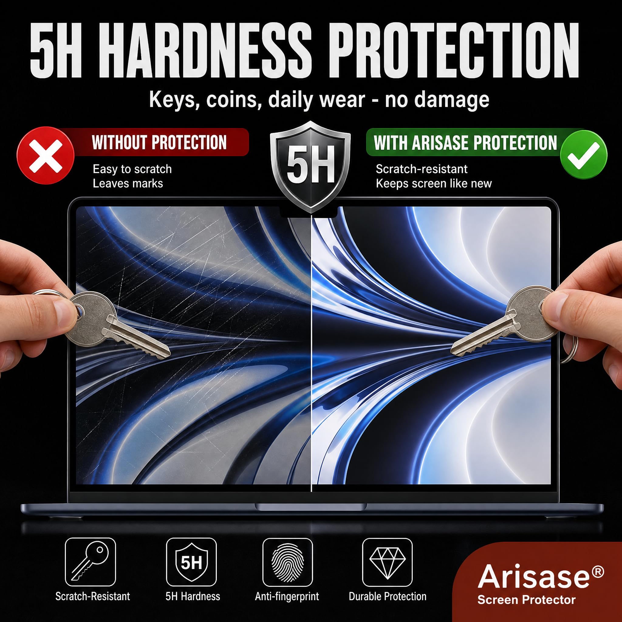 Lot de 2 films protecteurs d'écran HD pour MacBook Air 13,6 pouces M2 2022 A2681