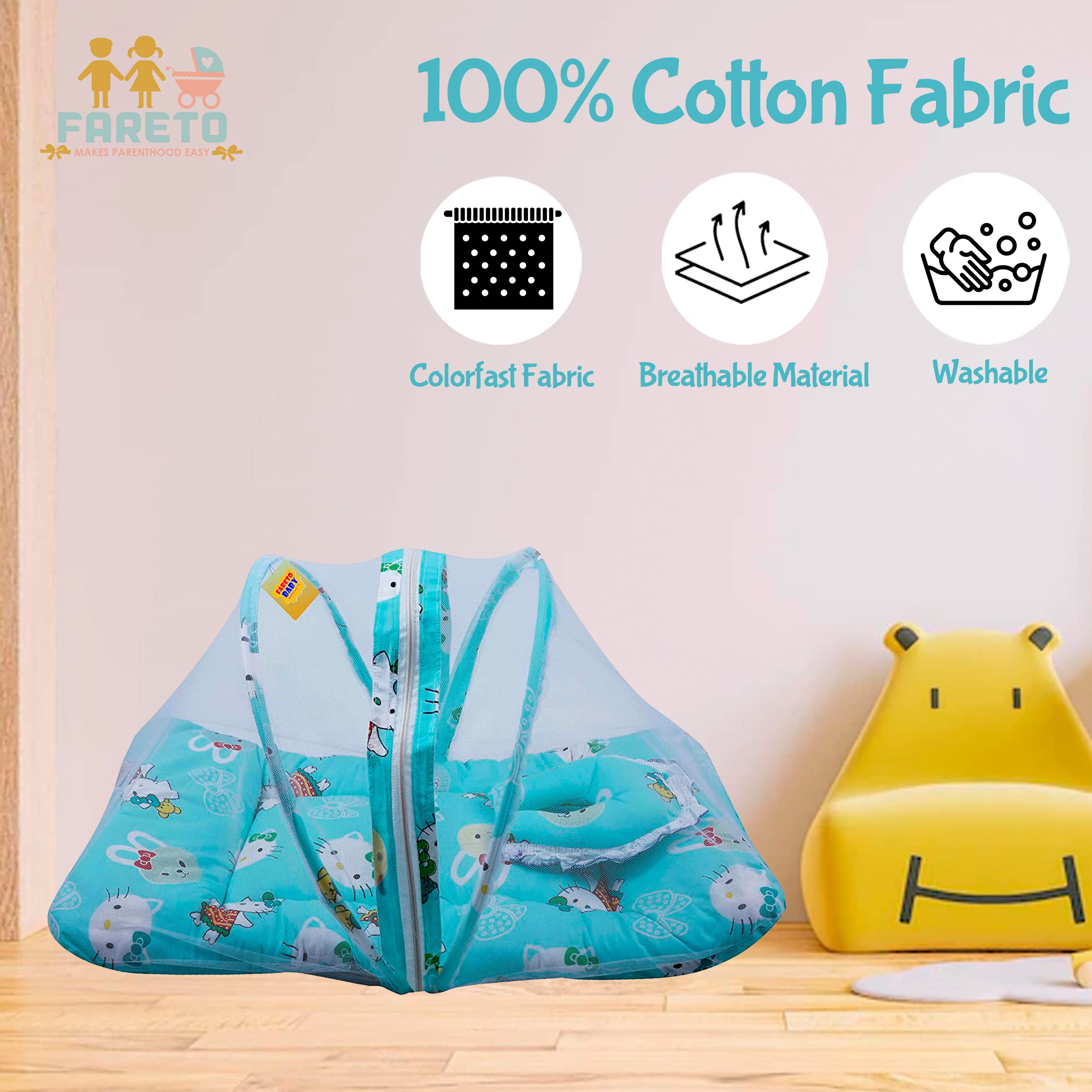 Fareto Baby Mattress with Mosquito Net(0-6 Months) (Pista Green) - Image 6 thumbnail