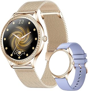 DOOK Smart Watch for Women, 1.32" Touch Screen Smartwatch, Fitness Tracker with Heart Rate Monitor, 24 Modes Fitness Watch Step Counter, IP68 Waterproof Activity Trackers for Android iOS(Color:Gold)