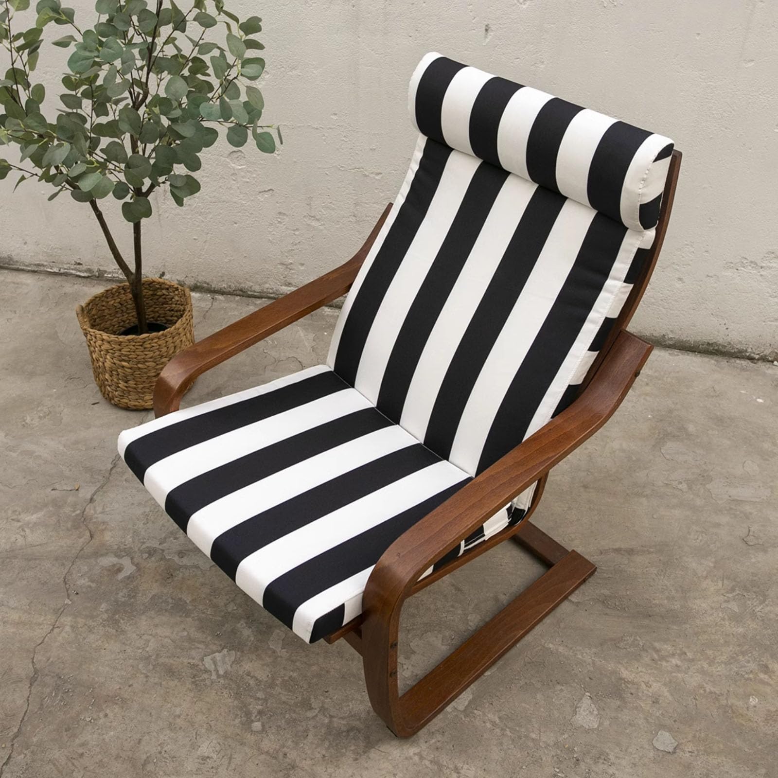 Cuscino per sedia Poang, moderno cuscino per poltrona con fodera sfoderabile, cuscino per poltrona multicolore, fodera per sedia in cotone e lino/poliestere,Beige