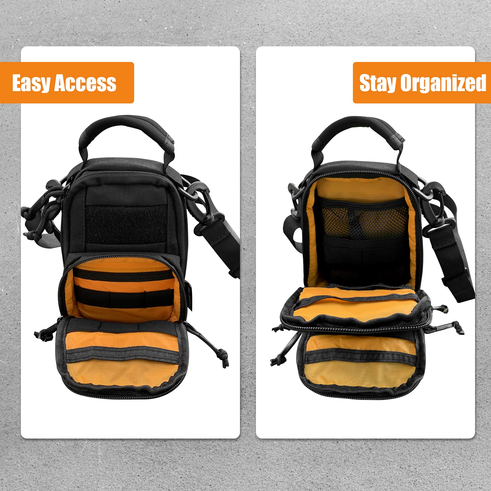 ROARING FIRE Tinder Tactical Molle Utility Pouch, EDC Tool Organizer Pouch with Removable Sling Strap. Modular Organizer Pouches for Every Day Carry, Hiking, Camping (Black)