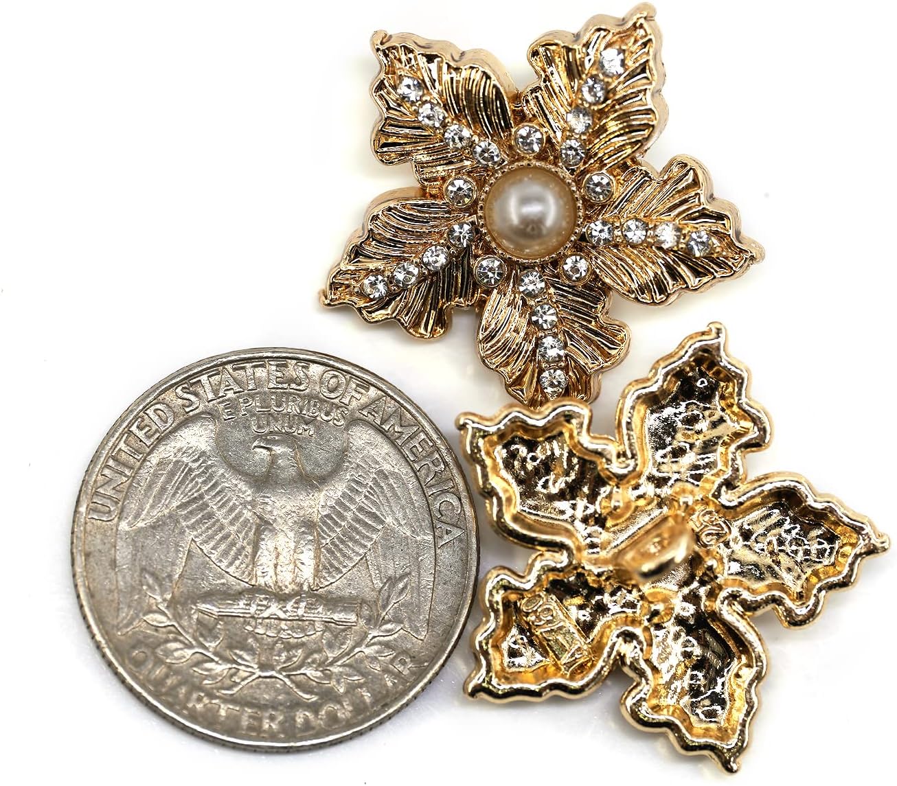 20 pcs Rhinestone Embellished Metal Poinsettia Sewing Shank Buttons for Coats -25mm -1" - Image 6