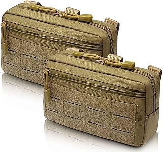 2 Pack 1000D Laser Cut Molle Pouches - Tactical Compact Water-Resistant Utility Admin Pouch for Vest Backpack Duty Belt Tactical Vests