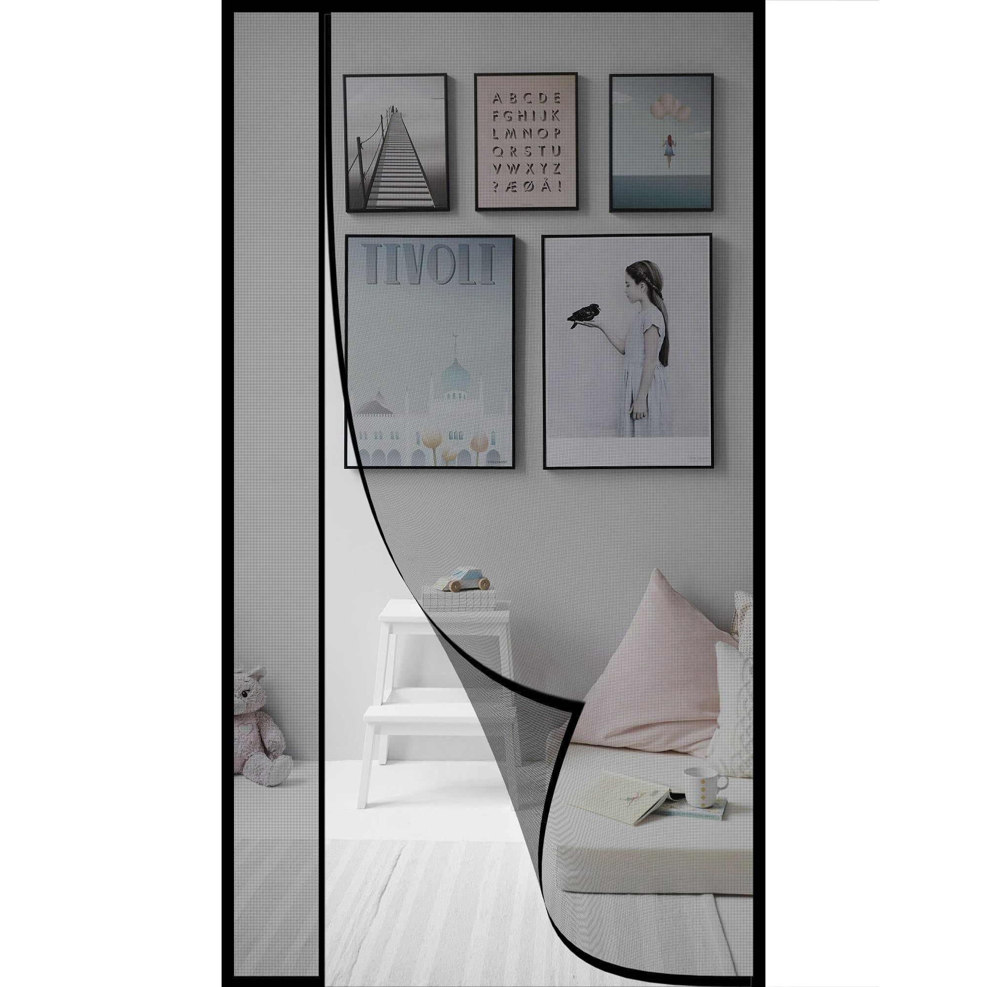 Tenda Zanzariera per Porta e Finestra 240x210cm Apertura Laterale Tenda Zanzariere Zanzariera Porta Proteggete la Vostra Famiglia Dalle Zanzare Facile da Montare Nero