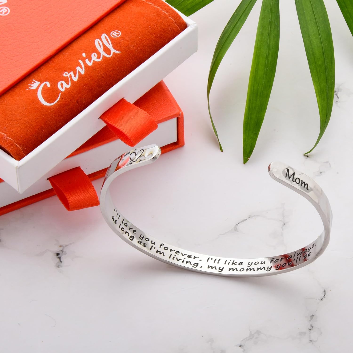 Carviell Engraved Cuff Bracelets for Women – Inspirational, Friendship, Love, Mom, Daughter, Sister, Christian, Graduation, Memorial & Wedding Gifts – 80+ Phrases – Stainless Steel, Gift-Ready - Image 3