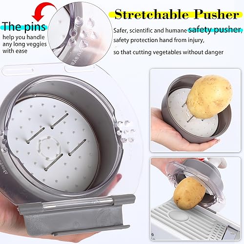 Miniatura 6 de Cortadora de alimentos de mandolina para cocina, picadora de verduras de acero inoxidable, picadora de alimentos, rebanadora de mandolina ajustable,