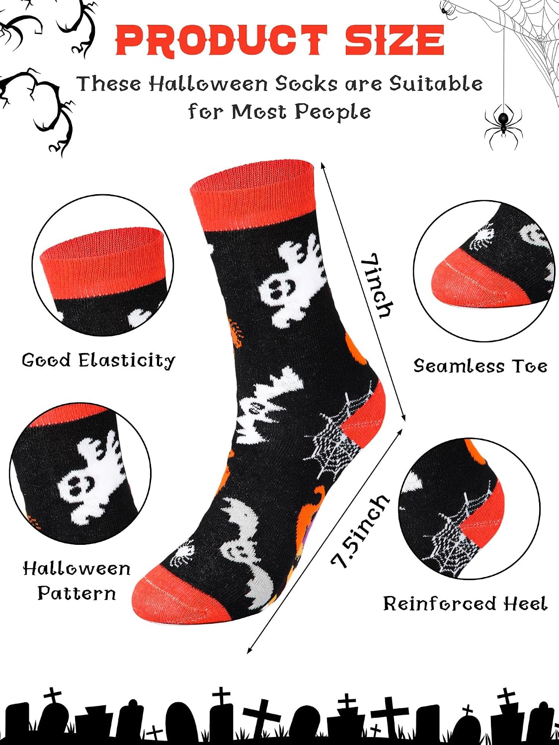 Shinymoon 24 Pairs Halloween Socks Bulk Fancy Funny Novelty Socks for Women Girls Holiday Gifts