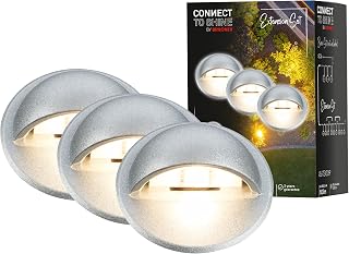 BRILONER - Garden Lighting Connect to Shine, 12V, 3 Recessed Floor Lamps with Side Lighting, Extension Kit, IP65, Warm White Light, 35 x 36 mm, Silver