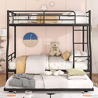 Danxee Bunk Bed, Save Space or Split 2 Beds, Metal Bunk Bed with Ladder