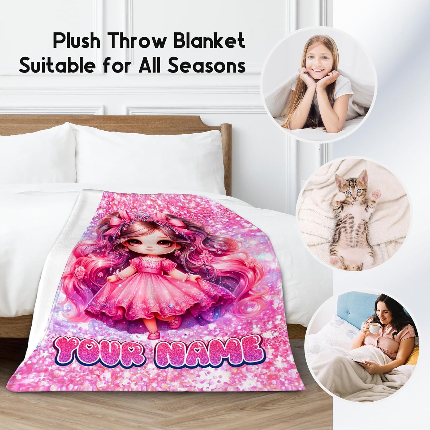 Toddler Blankets for Girls - Personalized Gifts for Kids Daughter - 50x60 Inches Comfort Plush Fleece Cute Throw Blanket for Couch Bed