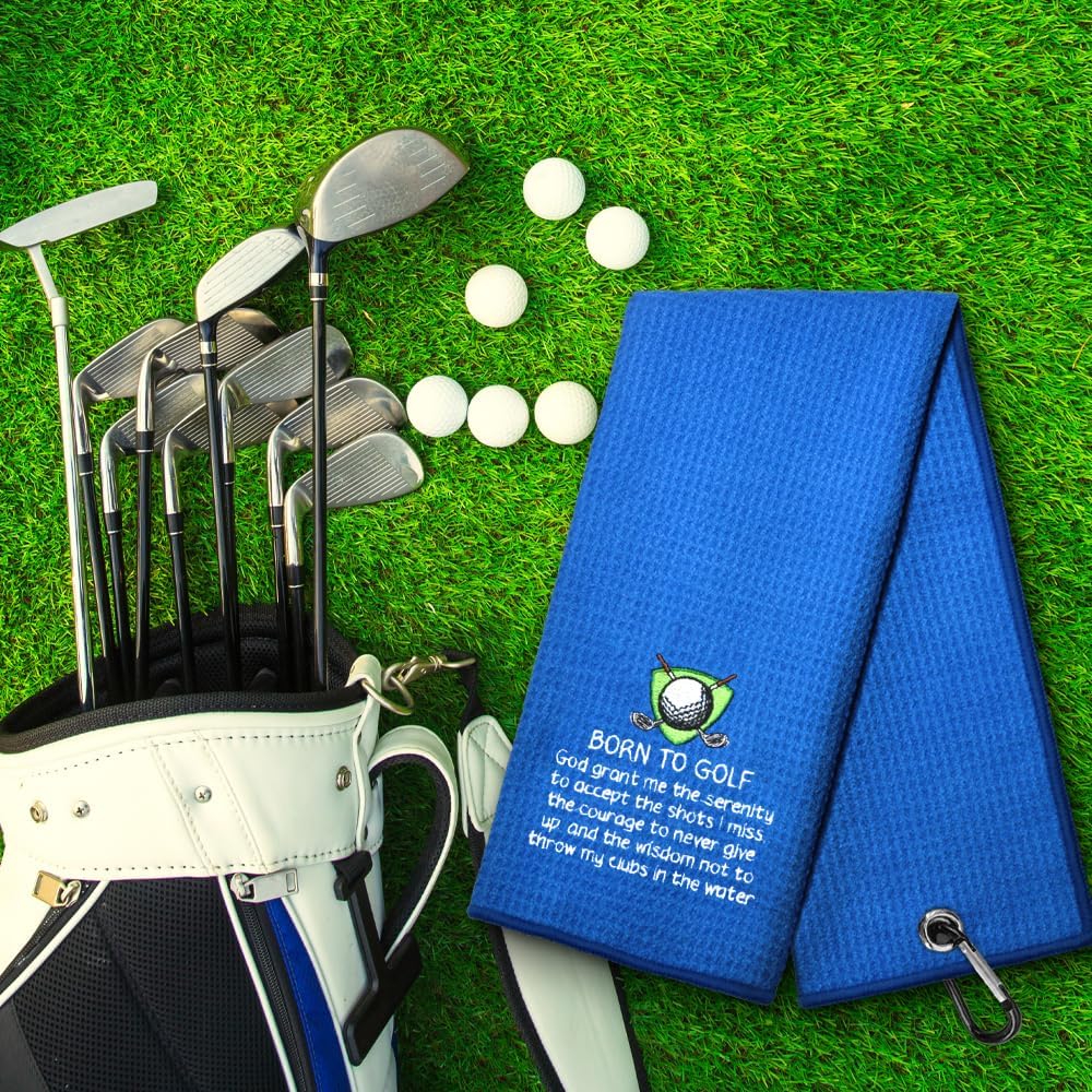 Born to Golf Embroidered Towel - Funny Golf Towel with Clip, Accessory for Men & Women, Birthday Gift for Golfer - Image 4