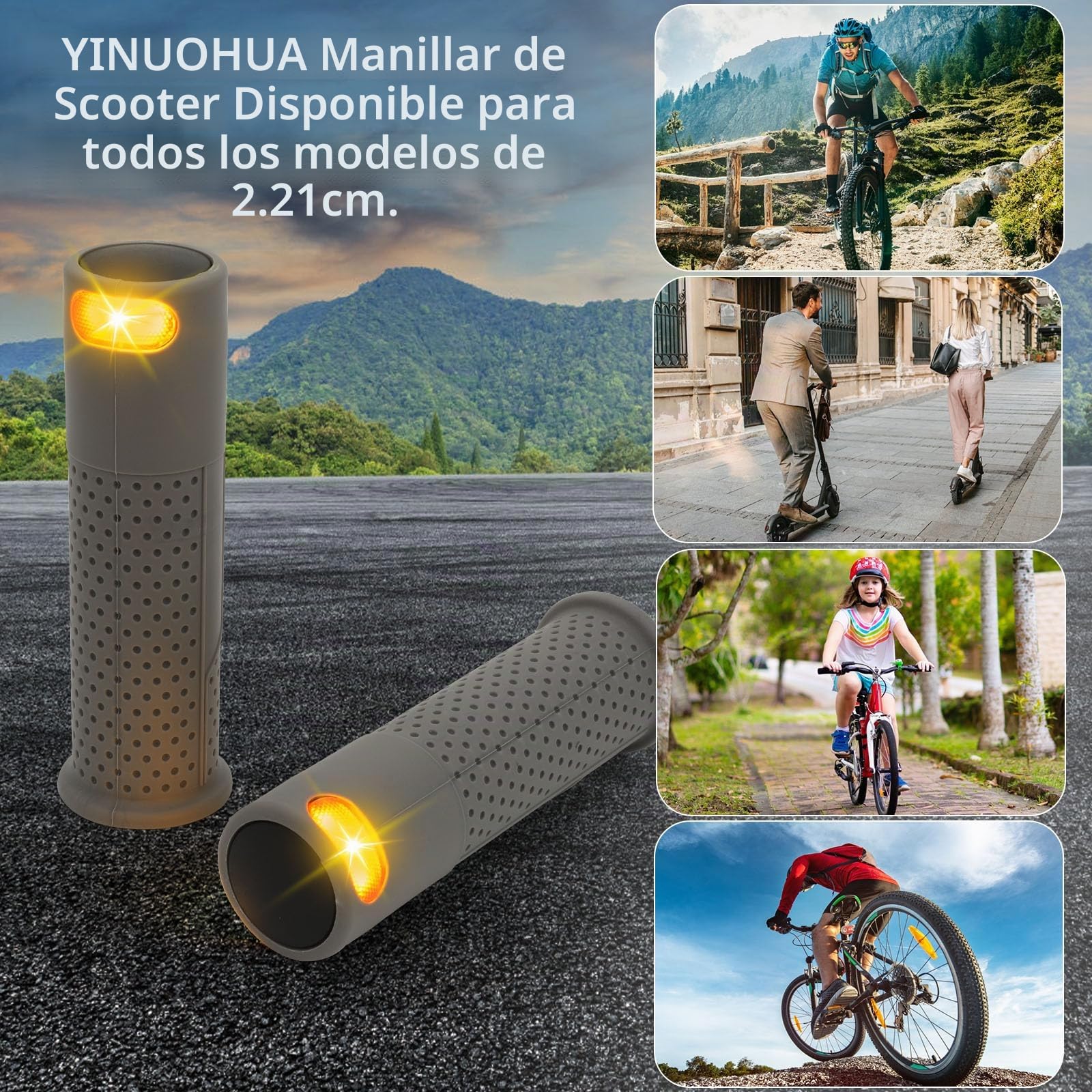 E Scooter Intermitente con Luz Manillar, Carga Inalámbrica en Empuñadura y Mando a Distancia para Xiaomi M365 Pro1 Pro2, Ninebot Max G30 G30D