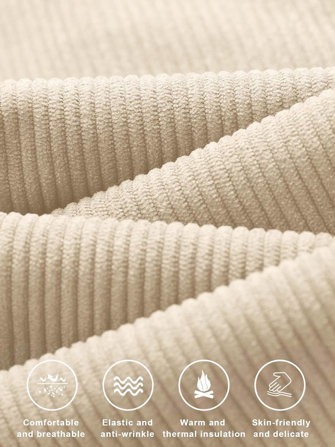 PLEPAN Mens Corduroy Pants Baggy Wide Leg Casual Elastic Waist Drawstring Loose Fit Sweatpants - Image 5