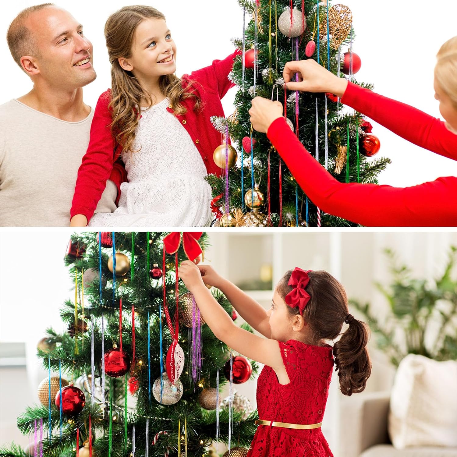 Lyrow 40000 Strands Tinsel Icicles 19.7 inch Christmas Tree Tinsel Foil Fringe Hanging Winter Home Decorations for Xmas Tree Holiday Decor Birthday Wedding Anniversary Party Supplies(Multicolor)