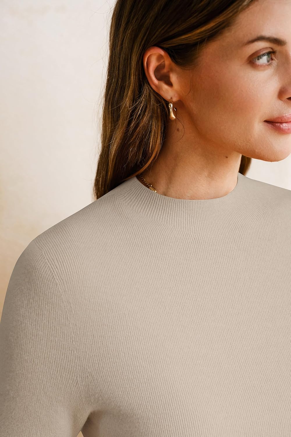 Arach&Cloz Women's Wool Blend Spring Seamless Rip Resistant Tops Opaque Business Casual Shirts - Image 6