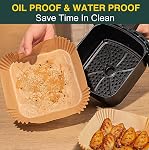 Air Fryer Disposable Paper Liners Square, Non-Stick Parchment Paper, Air Fryer Accessories, Oil Proof, Water Proof, Paper Liner for Microwave Oven Frying Pan(125PCS, 8inch)