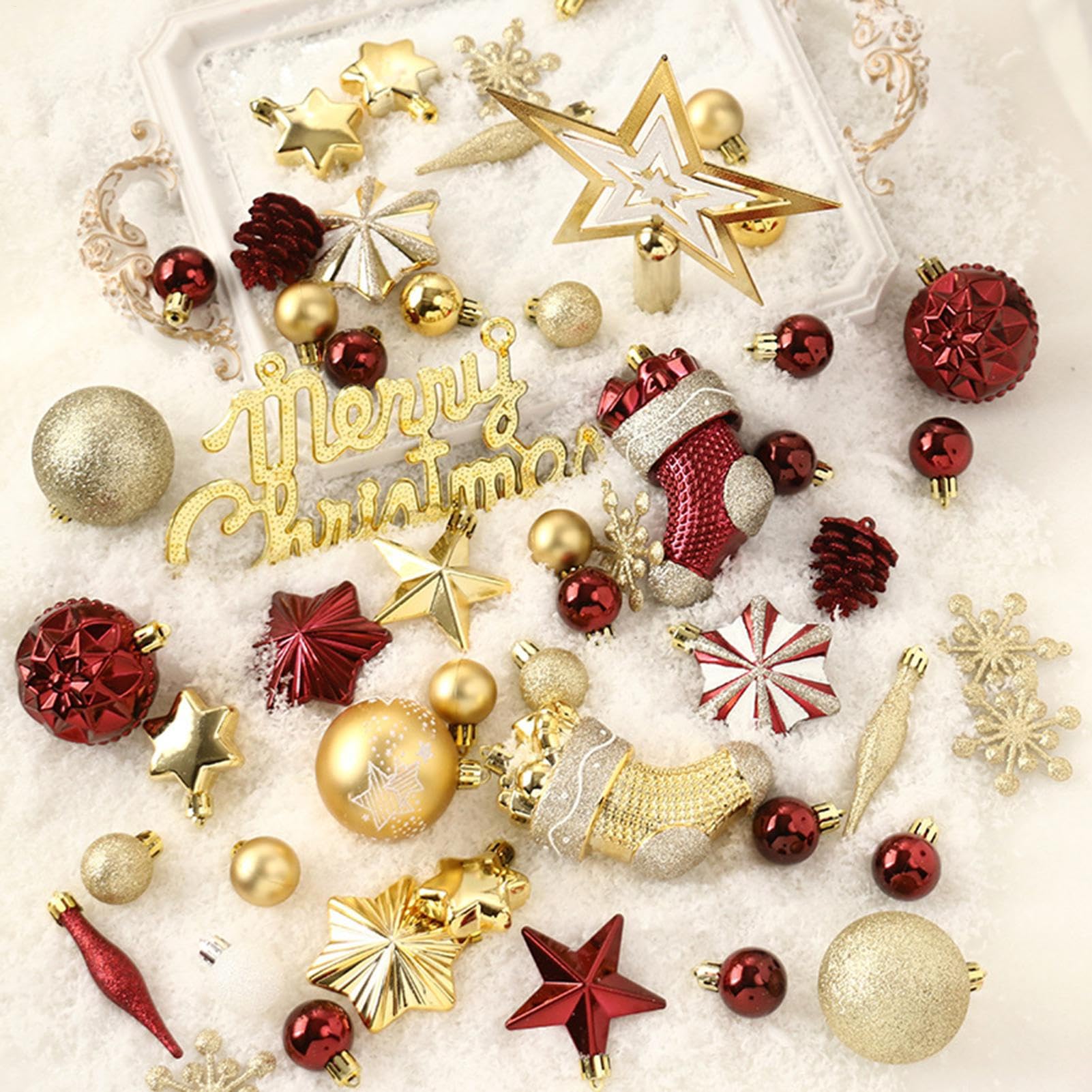 Weihnachtskugel-Ornamente, bruchsichere Dekoration, Weihnachtsdekoration, für draußen, Outdoor, Innenbereich, Wohnzimmer, Ferienhaus, 70 Stück