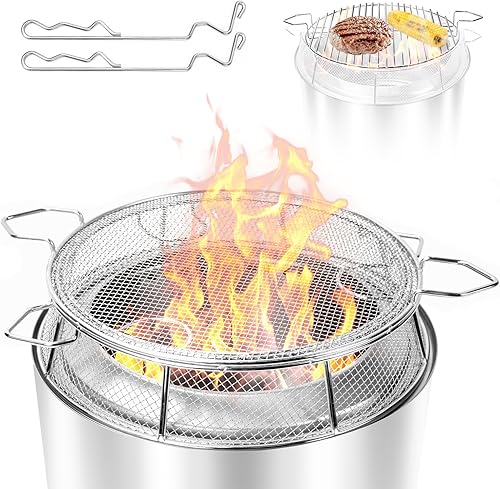 Hisencn Kit de accesorios para fogata para estufa individual de 15 pulgadas, parrilla de acero inoxidable 304, soporte para fogata y protector de