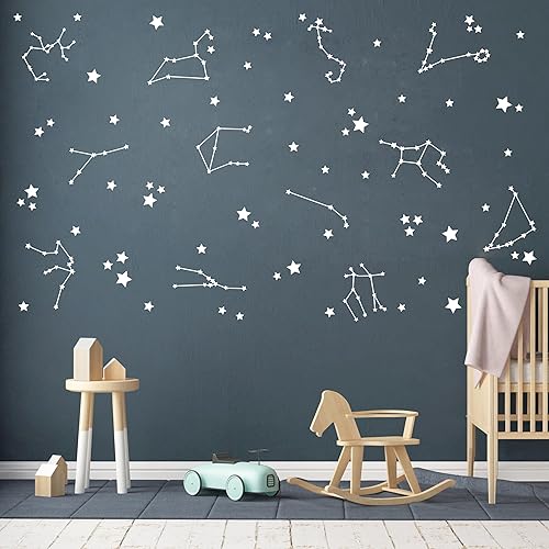 Miniatura 1 de ZzMY Calcomanías de pared de constelación, estrellas, calcomanías de pared para guardería, decoración de pared para habitación de niños, decoración
