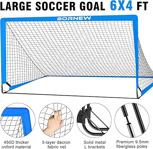Miniatura 3 de Kids Soccer Goal for Backyard Set - 2 Set of 6X4  4X3 ft Toddler Soccer Nets Training Equipment, Soccer Ball, Pop Up Portable Soccer Set for Kids