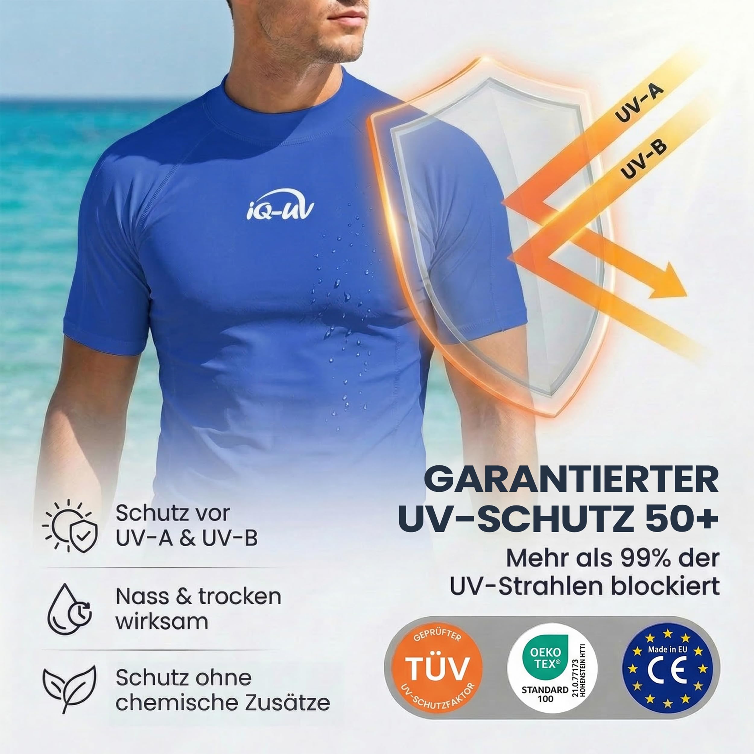 iQ UV 300 camiseta Slim Fit, ropa de protección UV