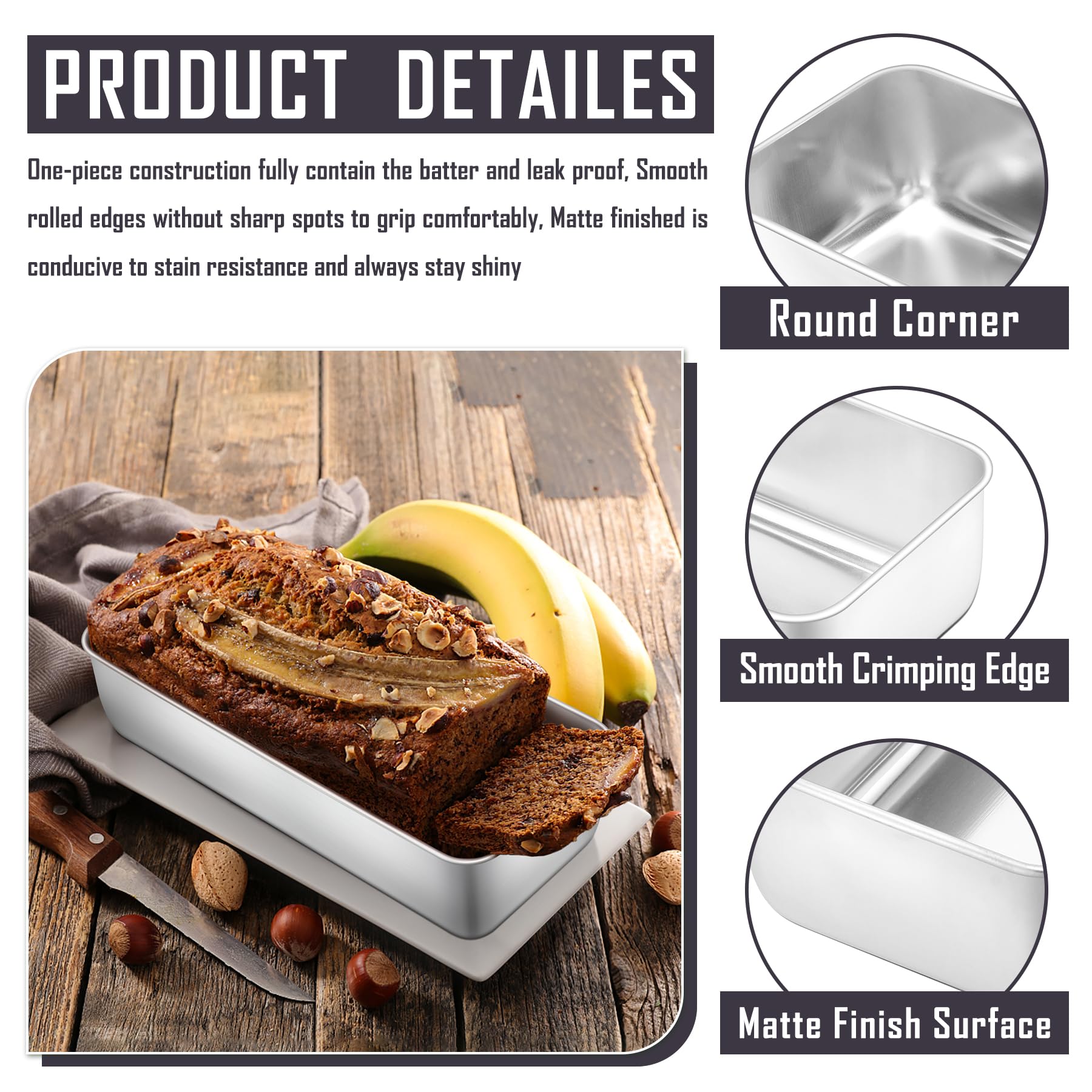 HaWare Lot de 2 grands moules à pain en acier inoxydable de 1,4 kg pour pain banane/gâteau/pains/lasagnes, 31 x 13 x 7,5 cm, sain et durable, passe au four et au lave-vaisselle