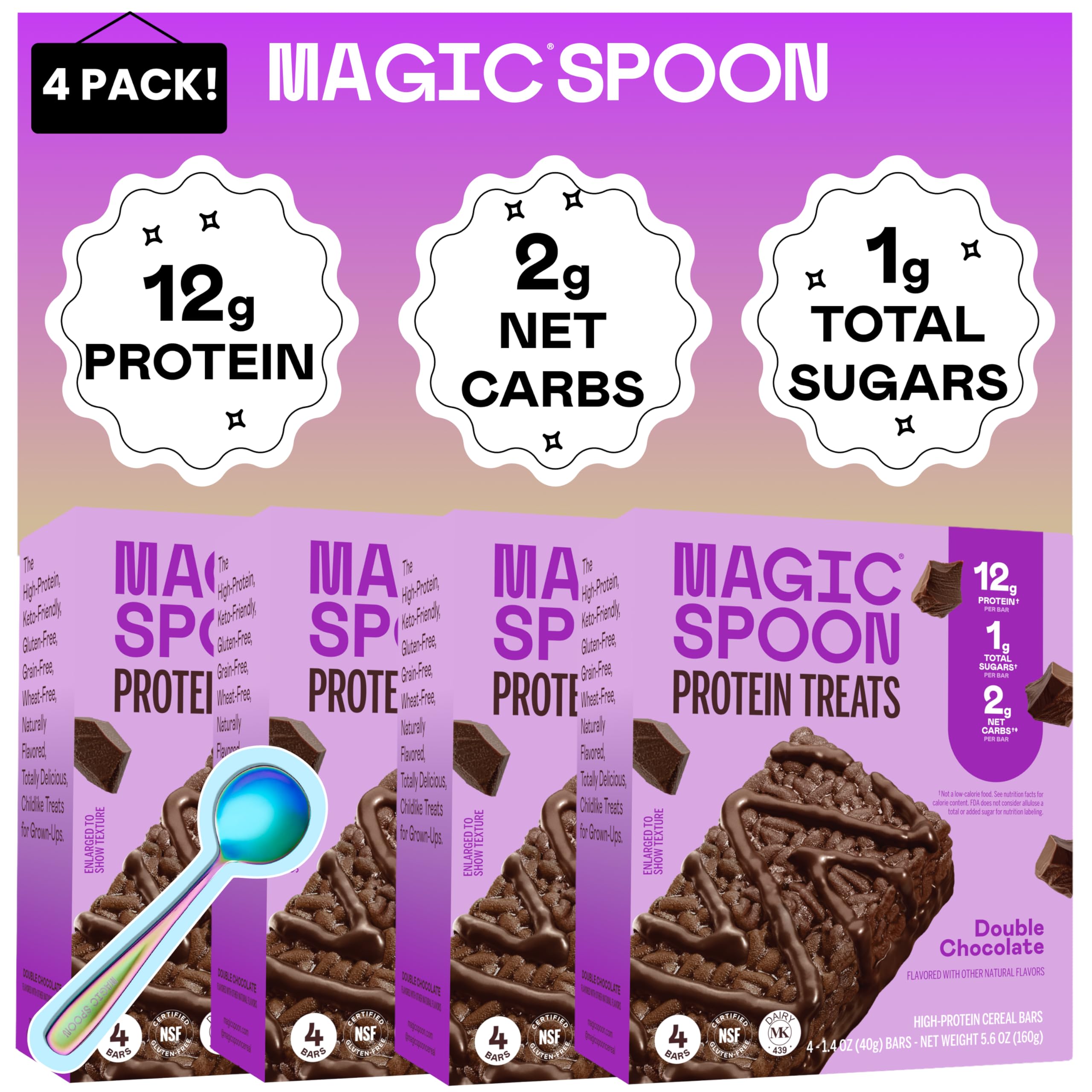 MAGIC SPOON Treats and Spoon Crunchy Cereal Bar, High Protein, Low Carb, Keto Friendly, Low Sugar, and Gluten Free, Snack Sa