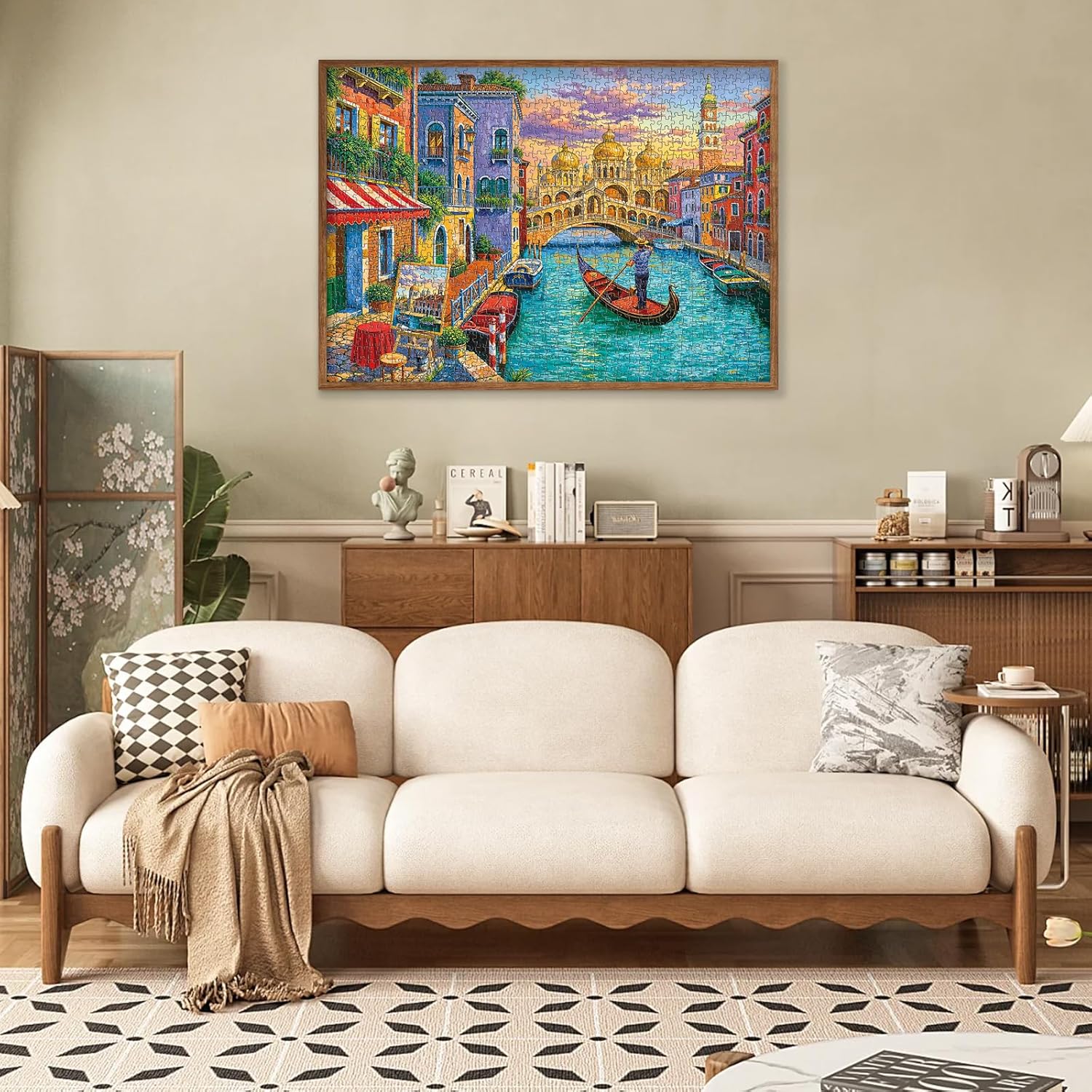 crowm Jigsaw Puzzles 1000 Pieces for Adults, Romantic Italy Jigsaw Puzzle Venice Water Lane Scenery Puzzles Sunset Landscape Perfect for Game Nights Europe City Scenic