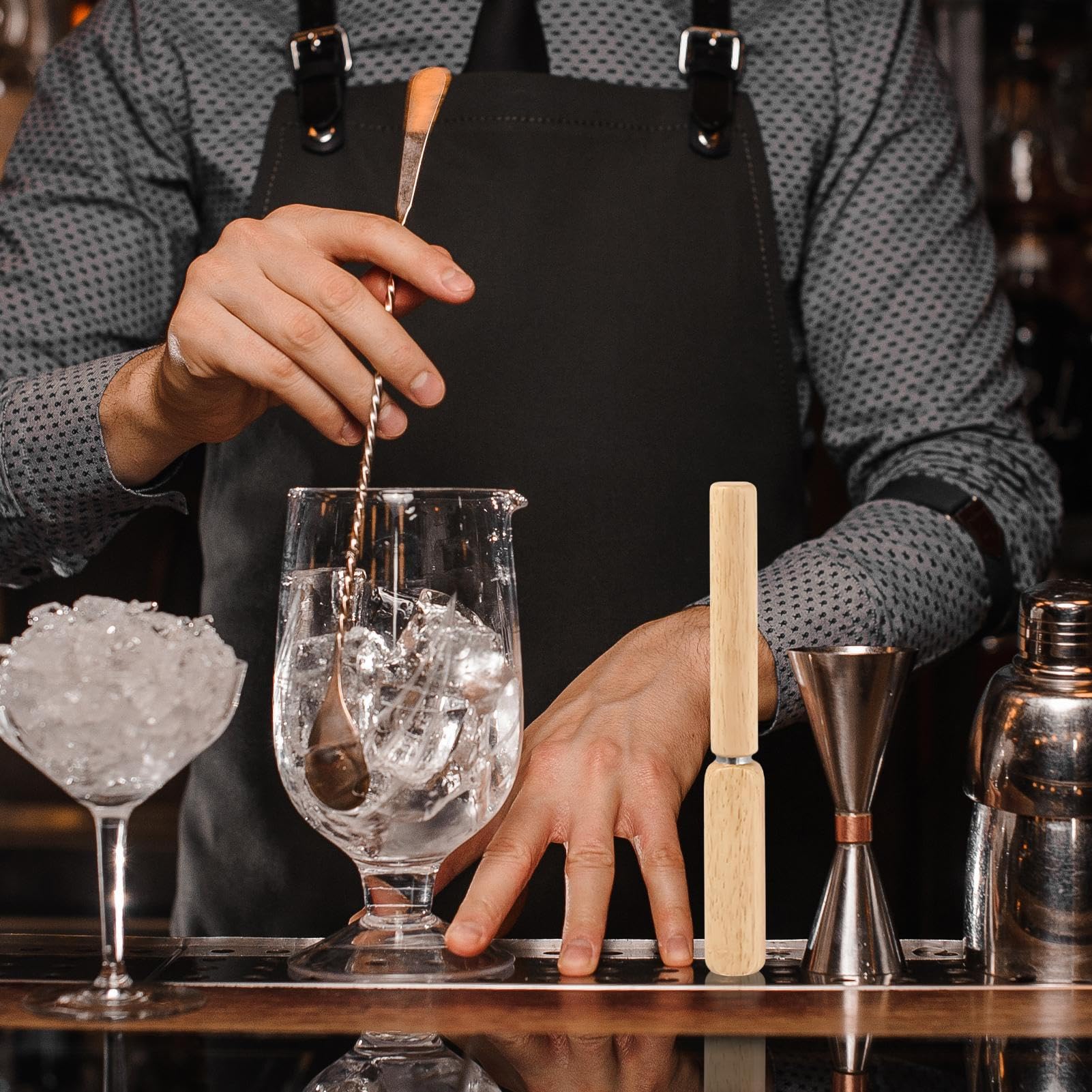 Generico Picchetto per Ghiaccio | Picchetto in Acciaio con Manico Legno per Rompere Ghiaccio | per Cocktail Bartending Frigorifero Bar Banchetto | Bartender