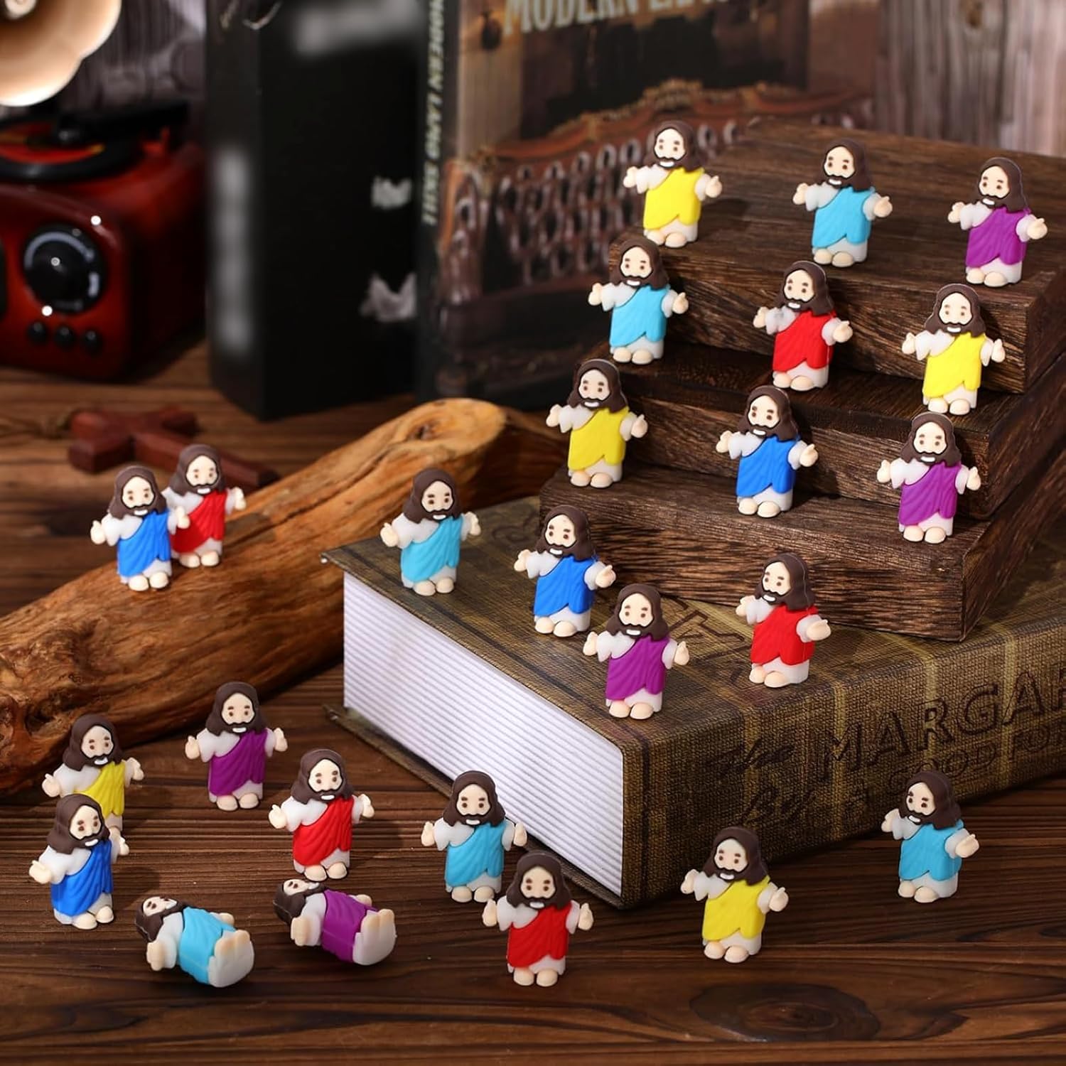Barydat 25 Pcs Little Jesus Figures Baby Mini Jesus Figurines Bulk to Hide and Seek Tiny Miniature Christ Savior Figurine Toy Religious Gift for Easter Egg Stuffer Sunday School Baptism, Multicolor