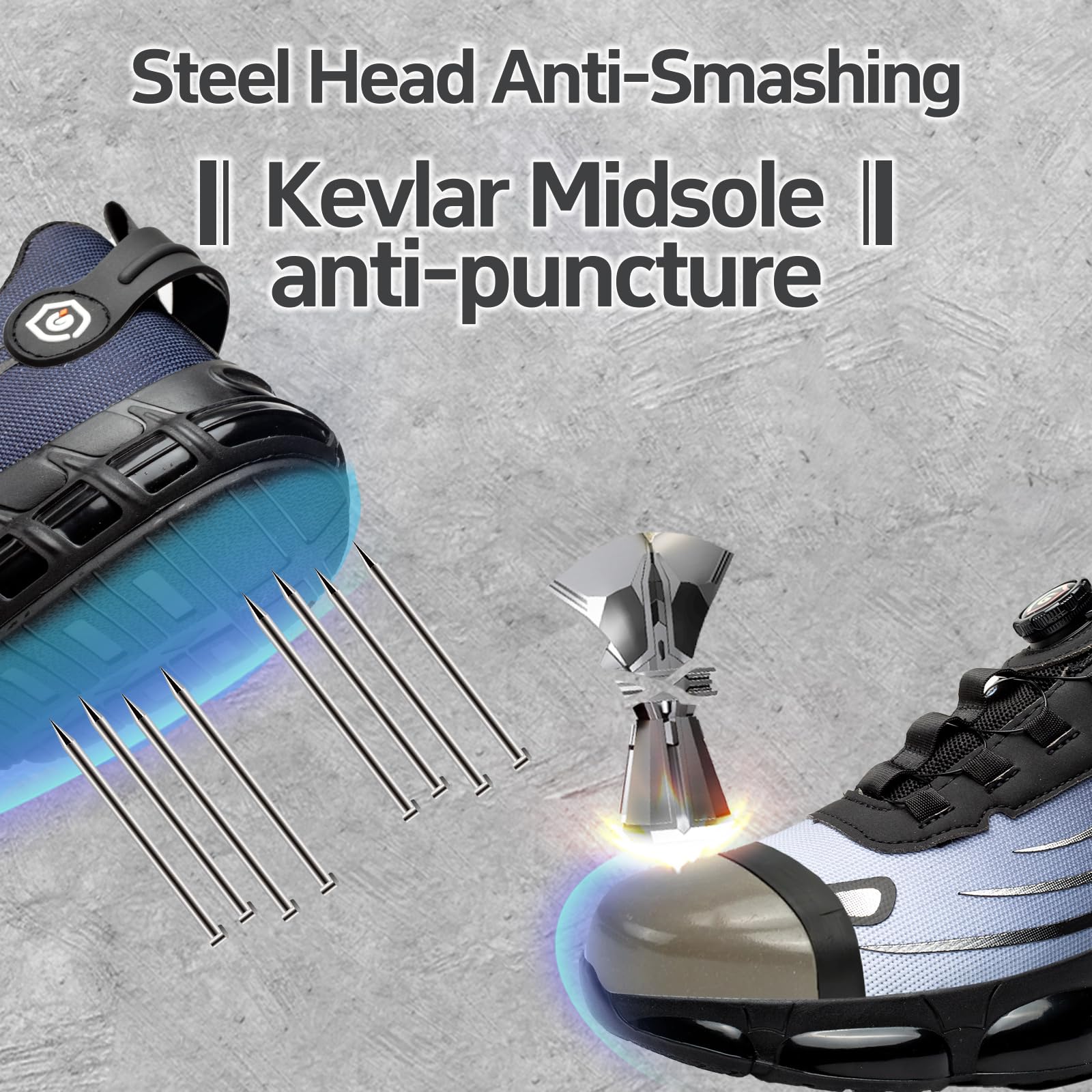 Gugifcto Scarpe Antinfortunistiche Uomo Donna Moda Sneakers Antiscivolo Leggere Traspiranti Rilascio Comode Rapido Scarpe Sicurezza con Punta in Acciaio 36-48 EU