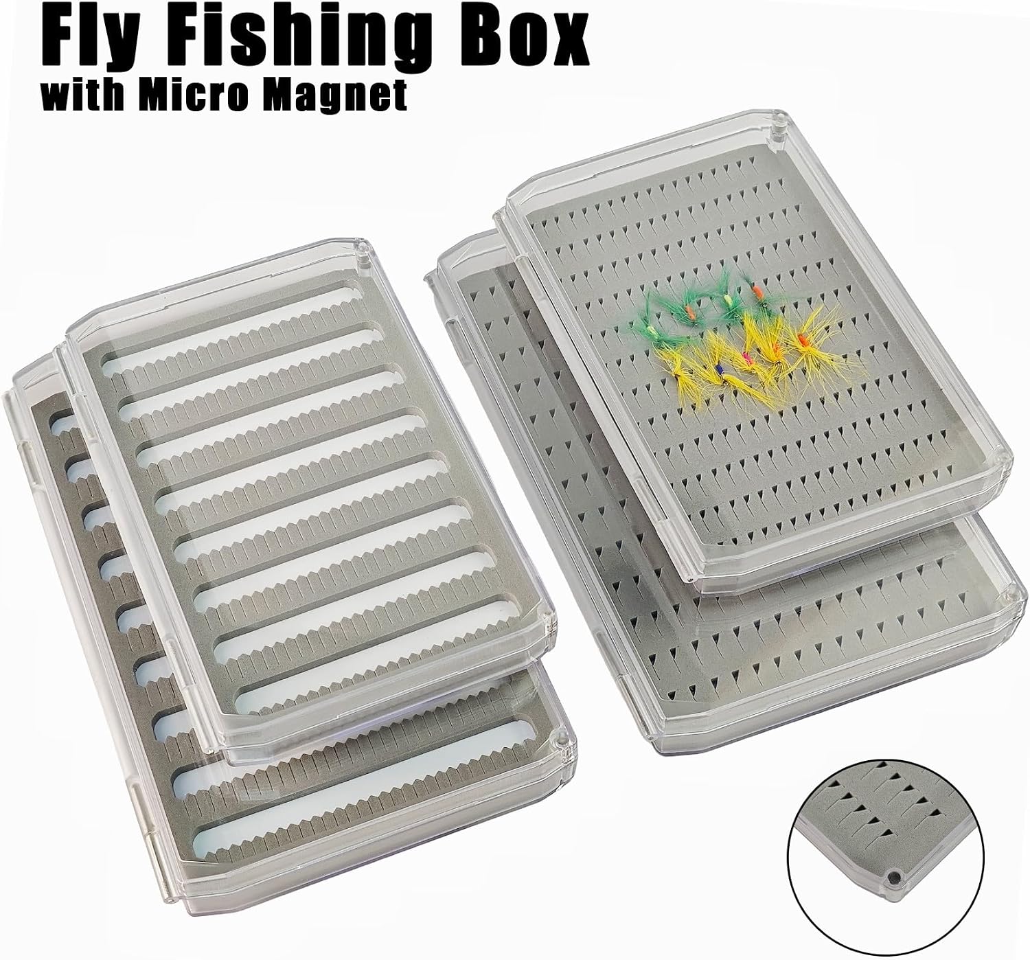 Aventik Deep Clear Fly Fishing Box Magnetic Closure, Fly Tackle Organizer | Lightweight Tackle Organizer with EVA Inserts, Clear Lid Design for Streamers, Saltwater Gear & Fishing Accessories(H055MA)
