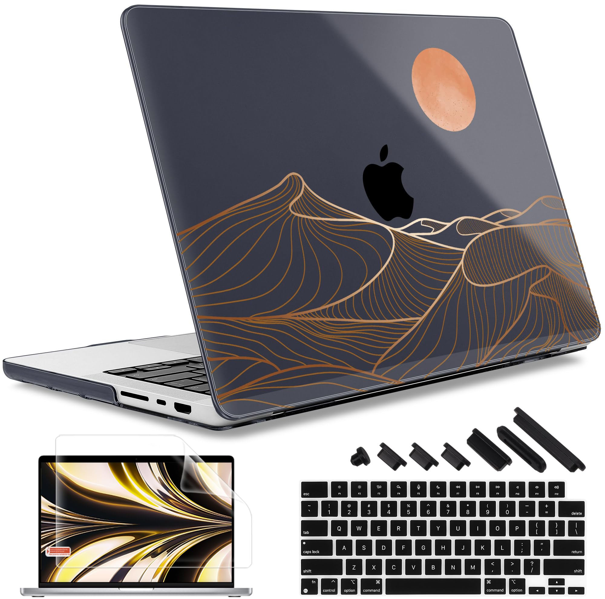 May Chen Compatible with M3 MacBook Pro 16 A2991 M2 A2780 M1 A2485 Pro/Max with Retina Display Fits Touch ID 2023 2022 2021, Hard Shell Case with Keybaord Cover & Screen Protector, Abstract Mountain ( similar photo)