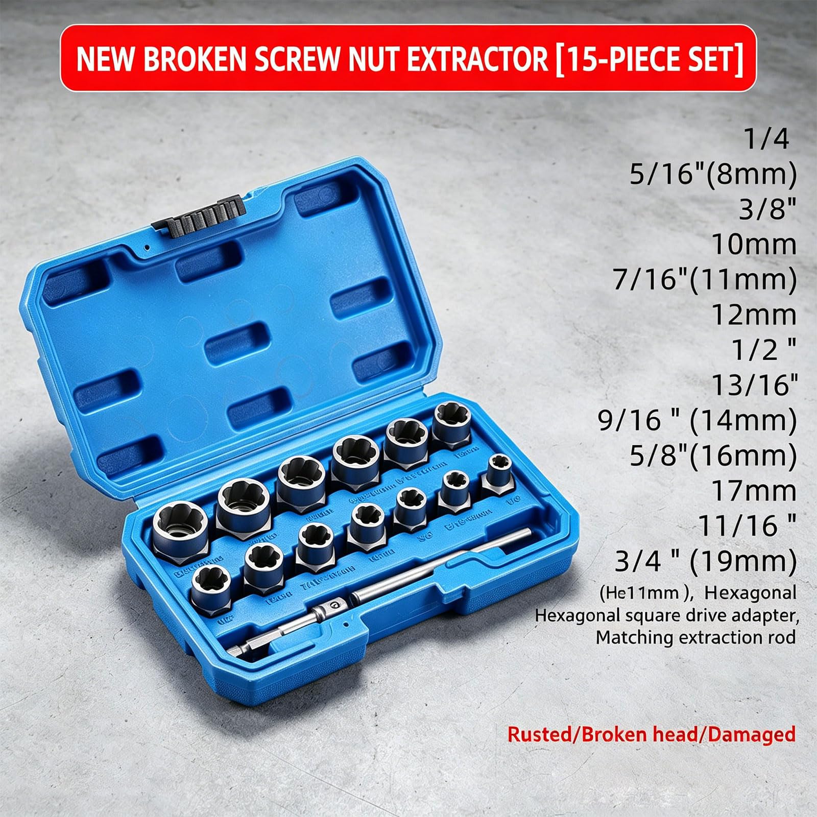 Juego de extractores de tornillos genéricos rotos con diseño hexagonal herramienta de extracción manual para un agarre seguro y operaciones eficientes herramienta de extracción de tuercas