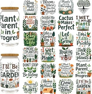24PCS UV DTF Cup Wraps for 16 oz,Plant Lover UV DTF Cup Wrap Stickers Smooth and Durable, Vivid Colors,Suitable for Mugs, Cell Phone Cases, Office Decoration
