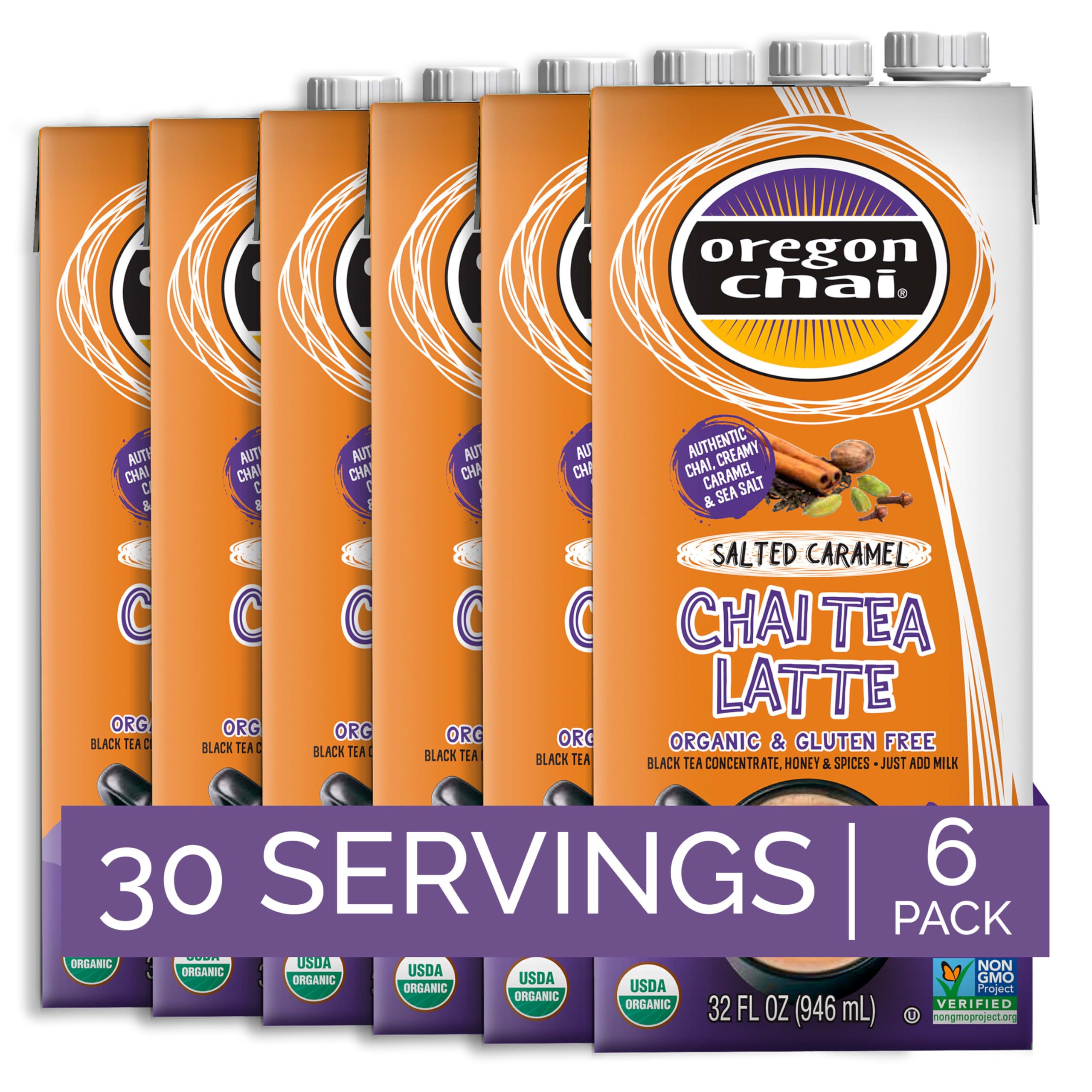 Salted Caramel Tea Latte, 32 Ounce (Pack of 6)