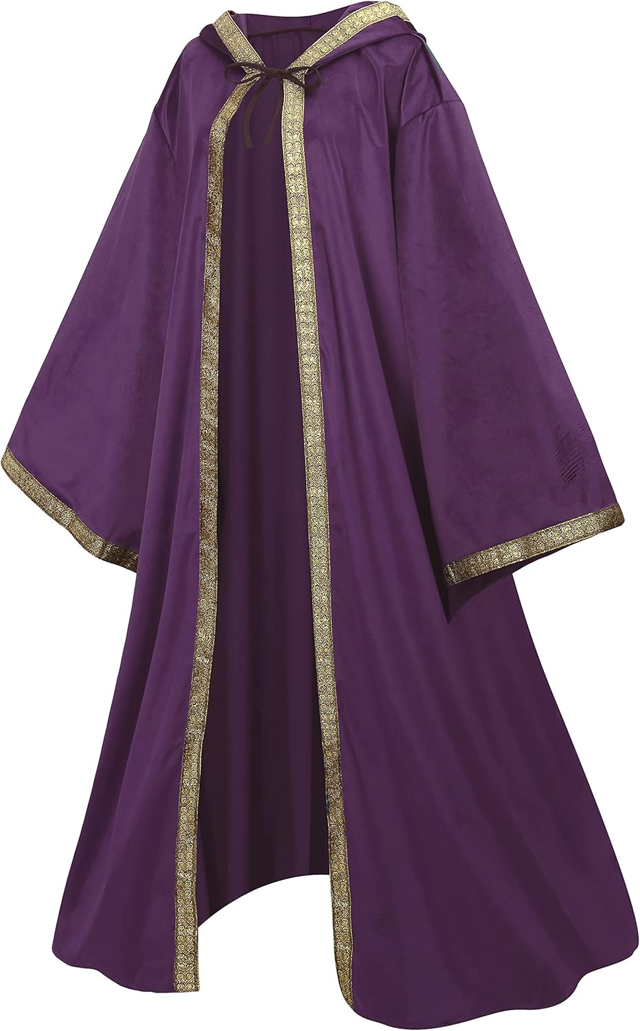 Velvet Wizard Robe with Hooded and Sleeves, Halloween Vampire Witch Wizard Cloak Fancy Cosplay Costume